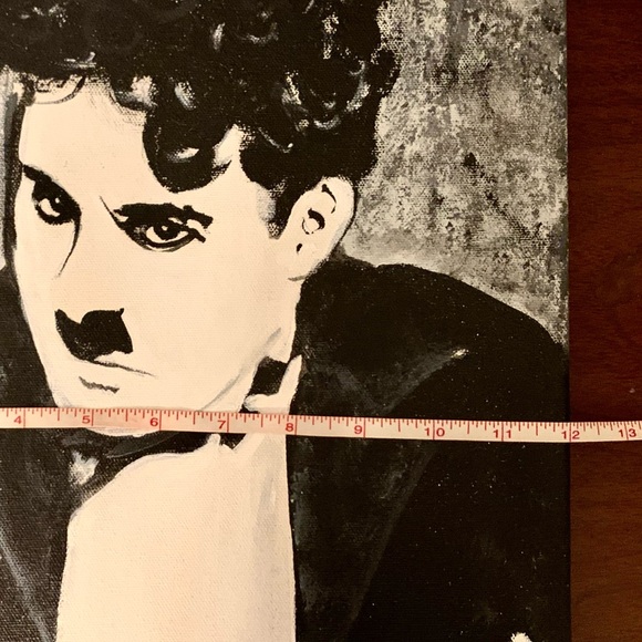 Hand painted acrylic portrait Charlie Chaplin B&W 2004 - Picture 6 of 7
